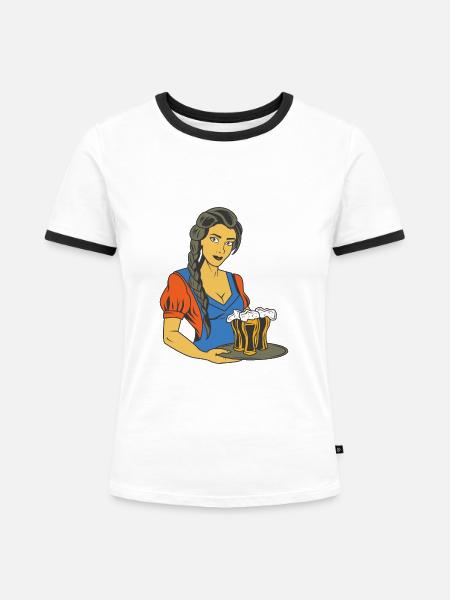 Kellnerin - Frauen Kontrast-T-Shirt - Weiß/Schwarz