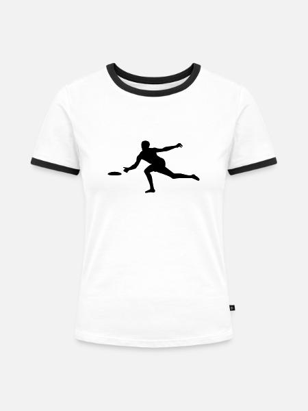 Discgolf - Frauen Kontrast-T-Shirt - Weiß/Schwarz