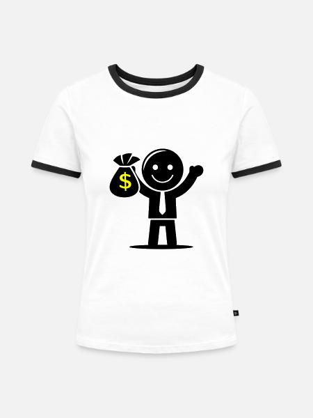 Geld Cash Hustle Geldsack - Frauen Kontrast-T-Shirt - Weiß/Schwarz