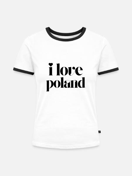 Ich liebe Polen - Frauen Kontrast-T-Shirt - Weiß/Schwarz