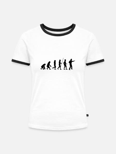 Polizist evolution Geschenk Polizei - Frauen Kontrast-T-Shirt - Weiß/Schwarz