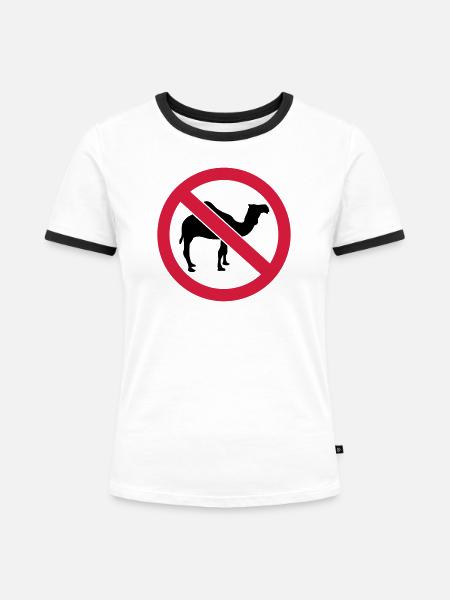 Kamel - Frauen Kontrast-T-Shirt - Weiß/Schwarz