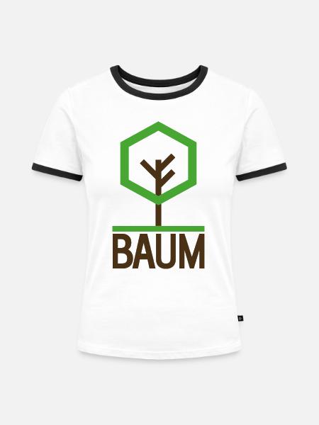 Baum - Frauen Kontrast-T-Shirt - Weiß/Schwarz