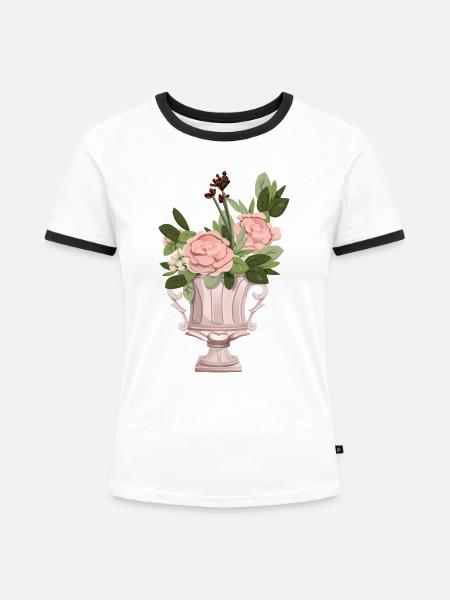 Rosensträussen - Frauen Kontrast-T-Shirt - Weiß/Schwarz