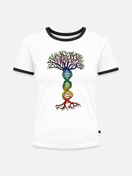 Chakra DNA Baum des Lebens. - Frauen Kontrast-T-Shirt - Weiß/Schwarz