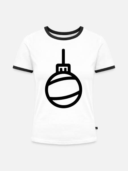 Weihnachtskugel - Frauen Kontrast-T-Shirt - Weiß/Schwarz