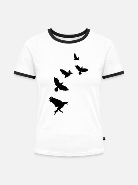Rabe - Frauen Kontrast-T-Shirt - Weiß/Schwarz