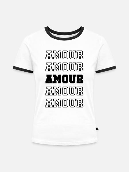LIEBE - Frauen Kontrast-T-Shirt - Weiß/Schwarz