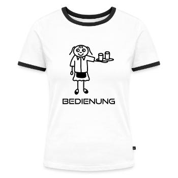 Bedienung - Kellnerin - Frauen Kontrast-T-Shirt - Weiß/Schwarz - Vorne - Selfina (174cm)