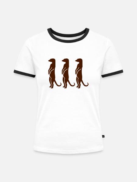 Erdmännchen - Frauen Kontrast-T-Shirt - Weiß/Schwarz