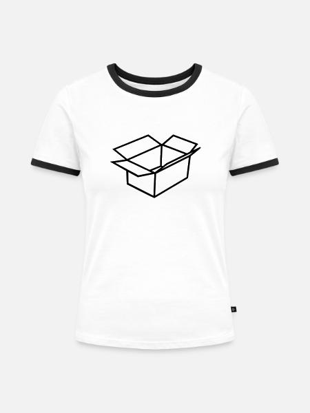 Karton - Frauen Kontrast-T-Shirt - Weiß/Schwarz