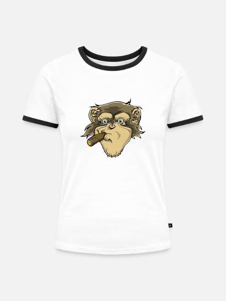 Schimpanse - Frauen Kontrast-T-Shirt - Weiß/Schwarz