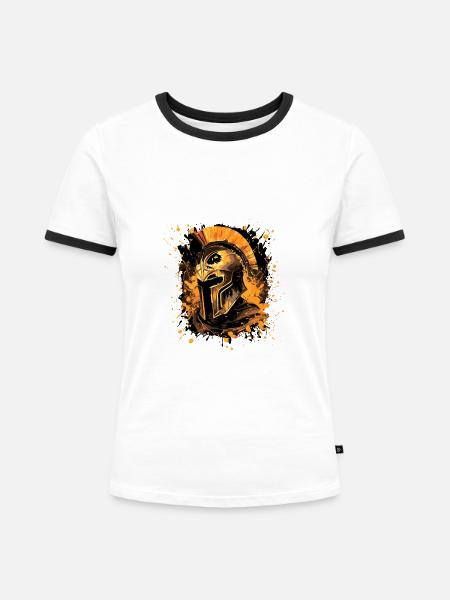 Spartaner Helm Krieger - Frauen Kontrast-T-Shirt - Weiß/Schwarz