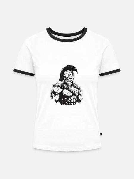 Spartaner Gladiator Bodybuilding - Frauen Kontrast-T-Shirt - Weiß/Schwarz