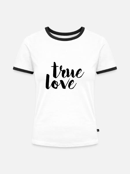 Wahre Liebe weiß einfaches Design-Geschenk - Frauen Kontrast-T-Shirt - Weiß/Schwarz