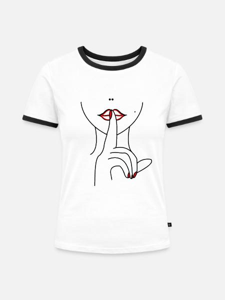Frauengesicht mit Hand - Frauen Kontrast-T-Shirt - Weiß/Schwarz