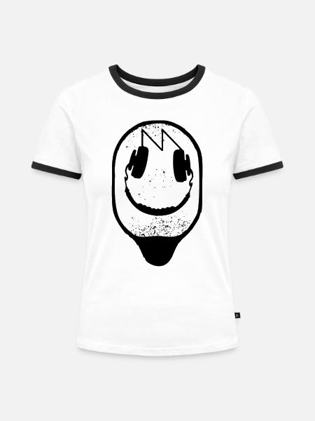Lamp 303 Headphone - Frauen Kontrast-T-Shirt - Weiß/Schwarz