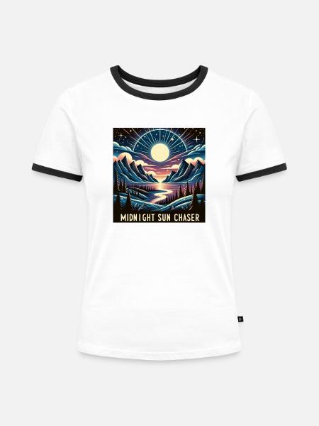 Mitternachtssonne Jäger - Frauen Kontrast-T-Shirt - Weiß/Schwarz