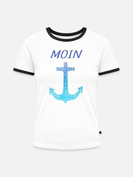 Moin - Frauen Kontrast-T-Shirt - Weiß/Schwarz