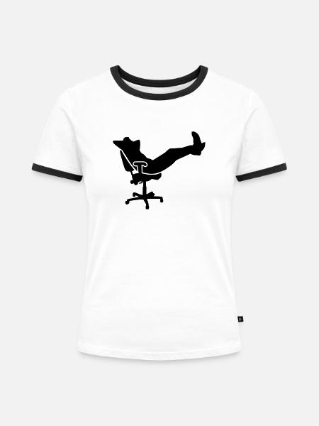 Büro - Frauen Kontrast-T-Shirt - Weiß/Schwarz