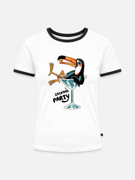 Party and toucan - Frauen Kontrast-T-Shirt - Weiß/Schwarz