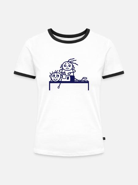 Massage - Frauen Kontrast-T-Shirt - Weiß/Schwarz