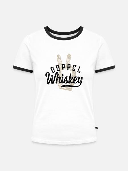 Doppel Whiskey - Frauen Kontrast-T-Shirt - Weiß/Schwarz