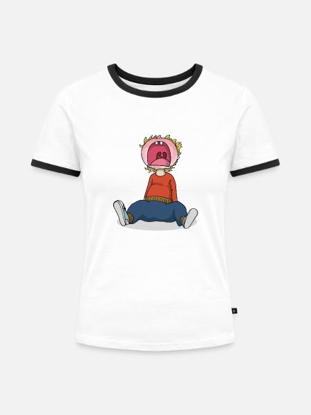 Dein Kind - Frauen Kontrast-T-Shirt - Weiß/Schwarz