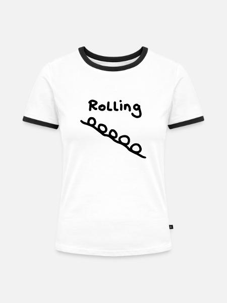Rolling - Steine - Frauen Kontrast-T-Shirt - Weiß/Schwarz