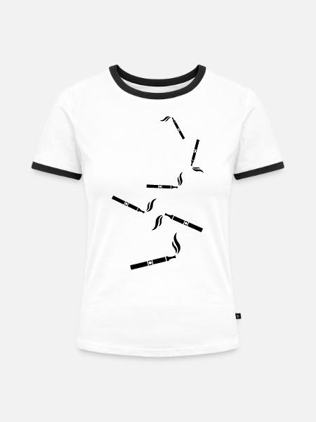 E-Zigarette Silhouette - Frauen Kontrast-T-Shirt - Weiß/Schwarz