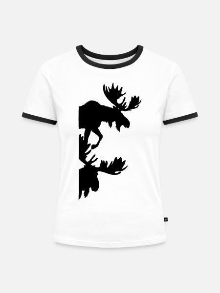 Elch Silhouetten Moose - Frauen Kontrast-T-Shirt - Weiß/Schwarz