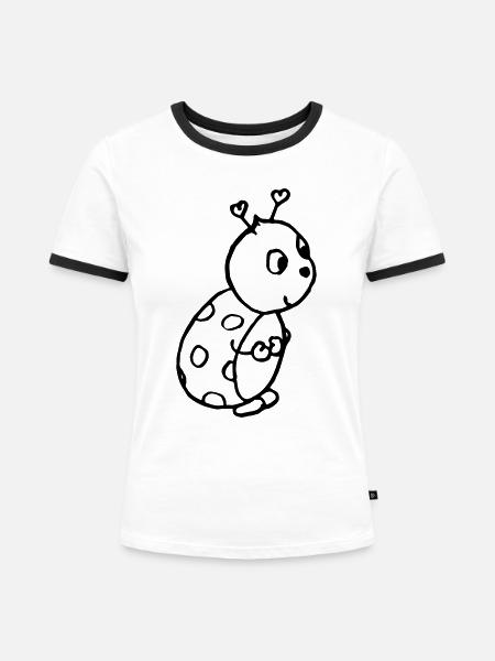 Ladybird - Frauen Kontrast-T-Shirt - Weiß/Schwarz