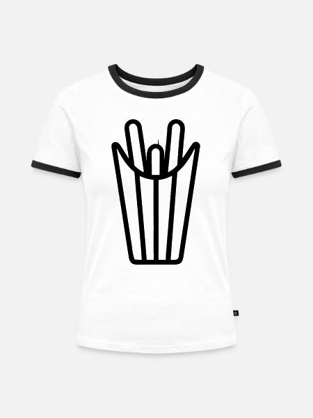 Pommes Frites Tüte - Frauen Kontrast-T-Shirt - Weiß/Schwarz