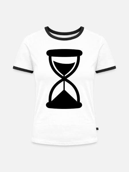 Stundenglas - Frauen Kontrast-T-Shirt - Weiß/Schwarz
