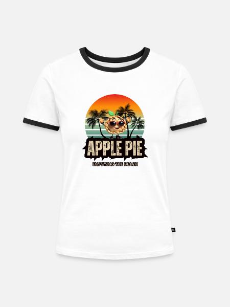 Apfelkuchen am Strand - Frauen Kontrast-T-Shirt - Weiß/Schwarz