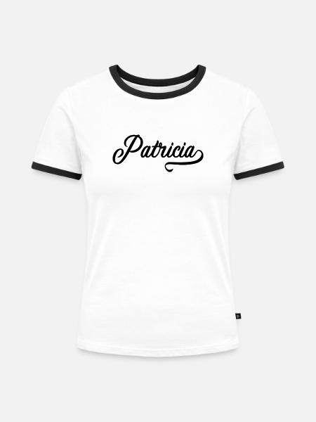 Patricia - Vorname - Frauen Kontrast-T-Shirt - Weiß/Schwarz