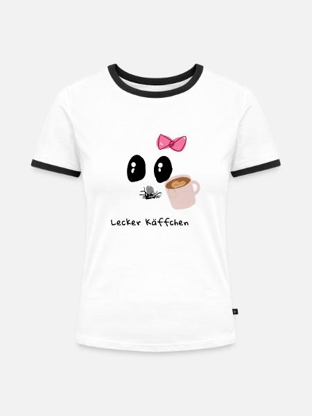 Lecker, Kaffee, illustration - Frauen Kontrast-T-Shirt - Weiß/Schwarz