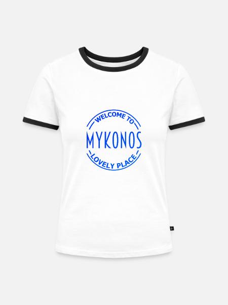 Mykonos - Frauen Kontrast-T-Shirt - Weiß/Schwarz