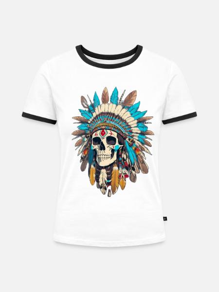 Chief of Chiefs - Frauen Kontrast-T-Shirt - Weiß/Schwarz