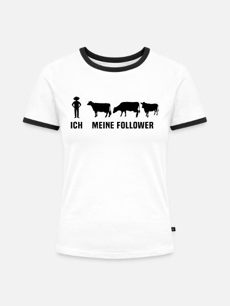 ich meine follower Kühe - Frauen Kontrast-T-Shirt - Weiß/Schwarz