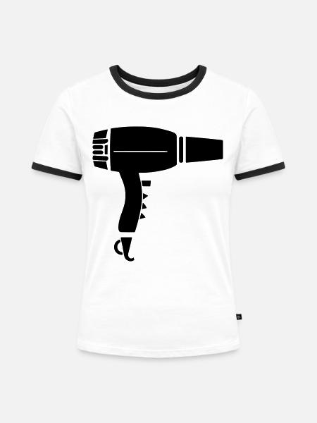 Föhn - Frauen Kontrast-T-Shirt - Weiß/Schwarz
