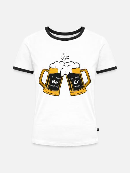 Bier Periodensystem Be Er - Frauen Kontrast-T-Shirt - Weiß/Schwarz