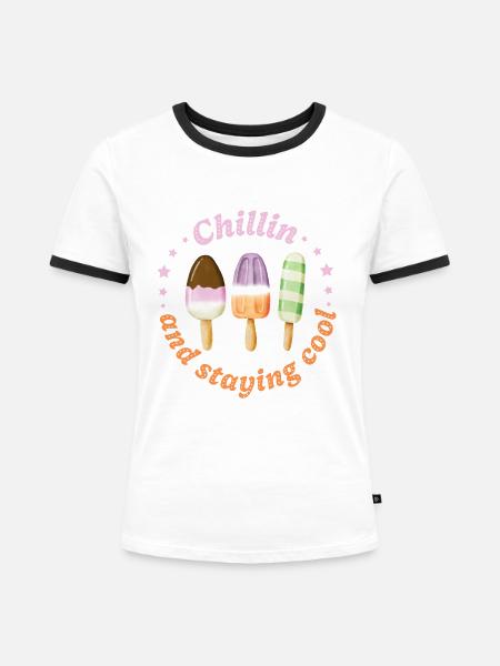 Staying Cool - Frauen Kontrast-T-Shirt - Weiß/Schwarz