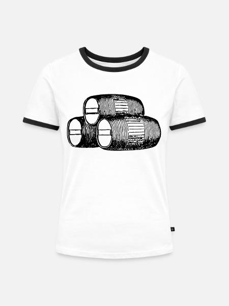 drei-faesser - Frauen Kontrast-T-Shirt - Weiß/Schwarz