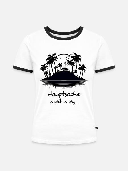 Hauptsache Weit Weg - dunkel - Frauen Kontrast-T-Shirt - Weiß/Schwarz