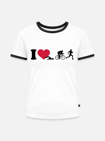 Triathlon - Frauen Kontrast-T-Shirt - Weiß/Schwarz