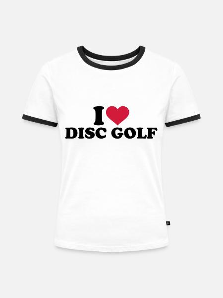 Disc golf - Frauen Kontrast-T-Shirt - Weiß/Schwarz