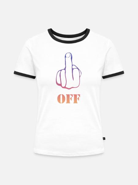 Fuck Off - Frauen Kontrast-T-Shirt - Weiß/Schwarz