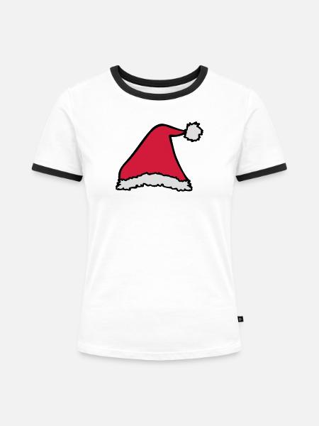 Weihnachtsmütze - Frauen Kontrast-T-Shirt - Weiß/Schwarz