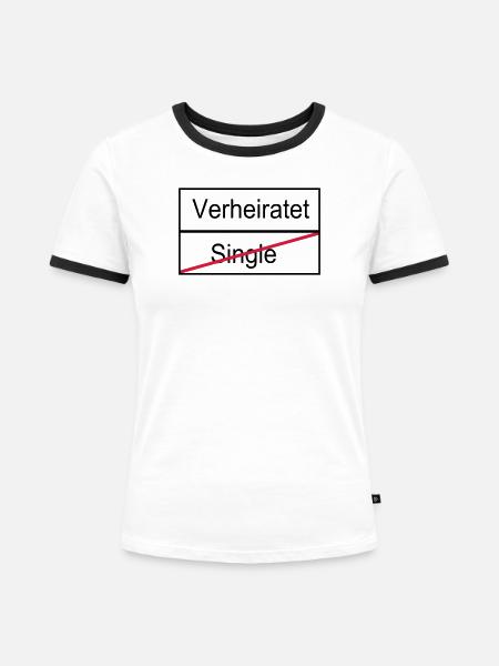 Verheiratet/Single - Frauen Kontrast-T-Shirt - Weiß/Schwarz